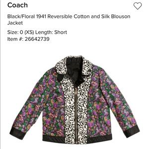 XS COACH Reversible Military Jacket Floral/Black